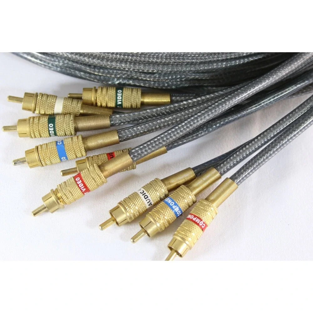 RCA 5 Connector Digital High Performance Component Audio Video Cable 9 Foot Gray